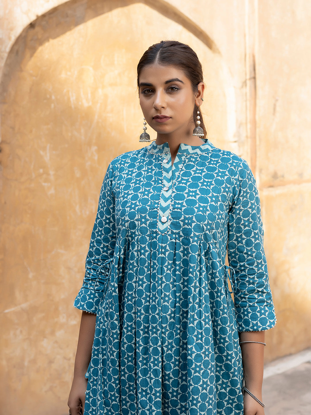 Ekatika Blue Geometric Printed Kurta Set
