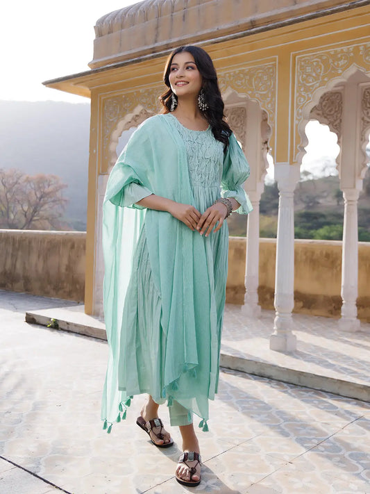 Gossamer Green Kurta Set Ragavi