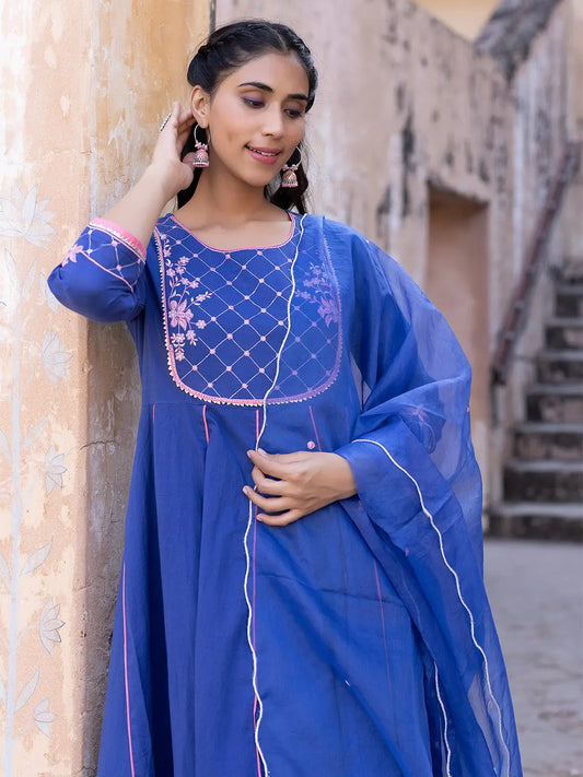 Granada Sky Cotton Kurta Set Ragavi