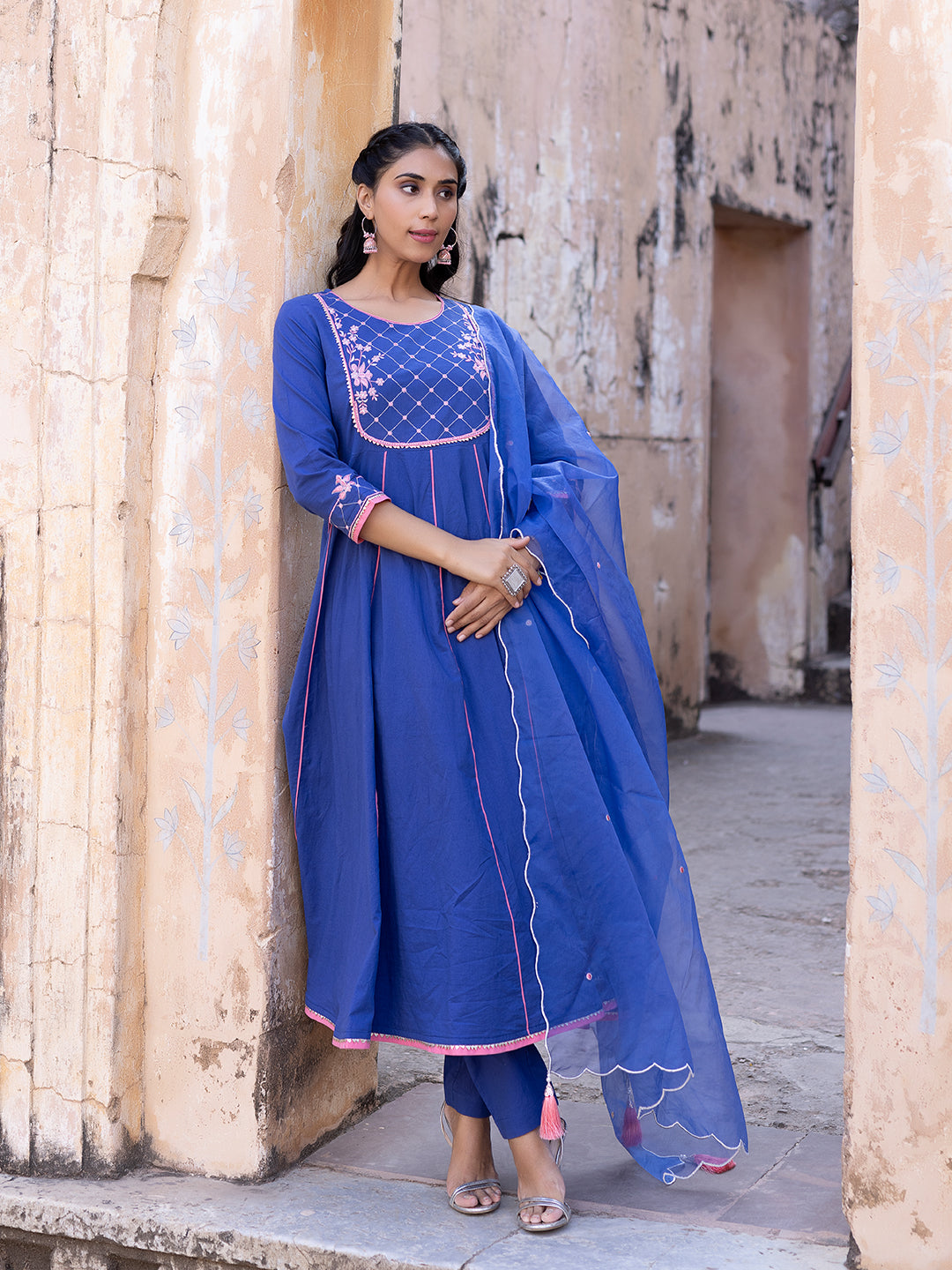 Granada Sky Cotton Kurta Set