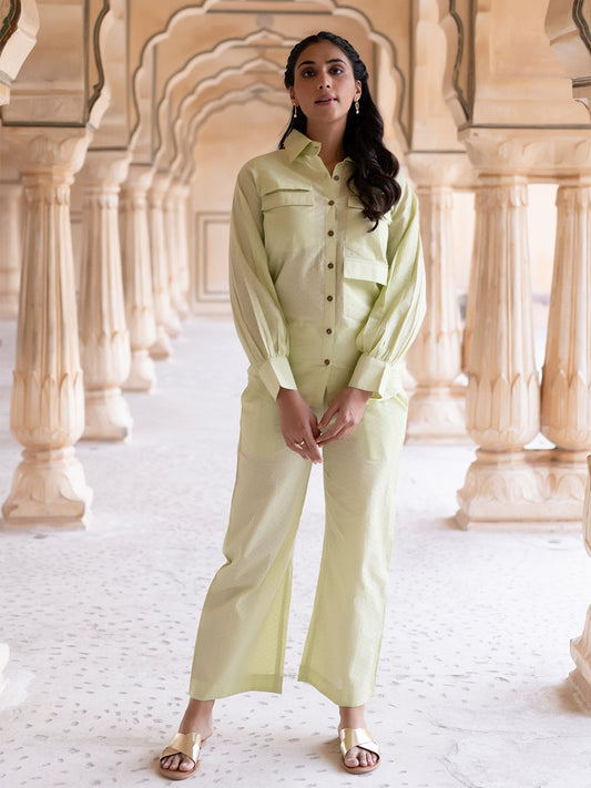 Green Sheen Cotton Co-Ord Set
