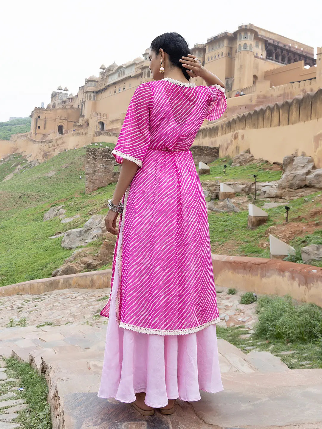 Vera Pink Leheriya Skirt Set Ragavi