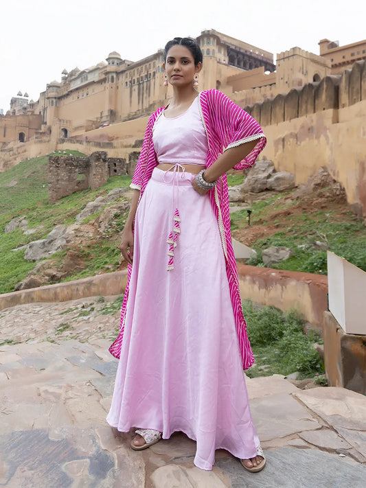 Vera Pink Leheriya Skirt Set Ragavi