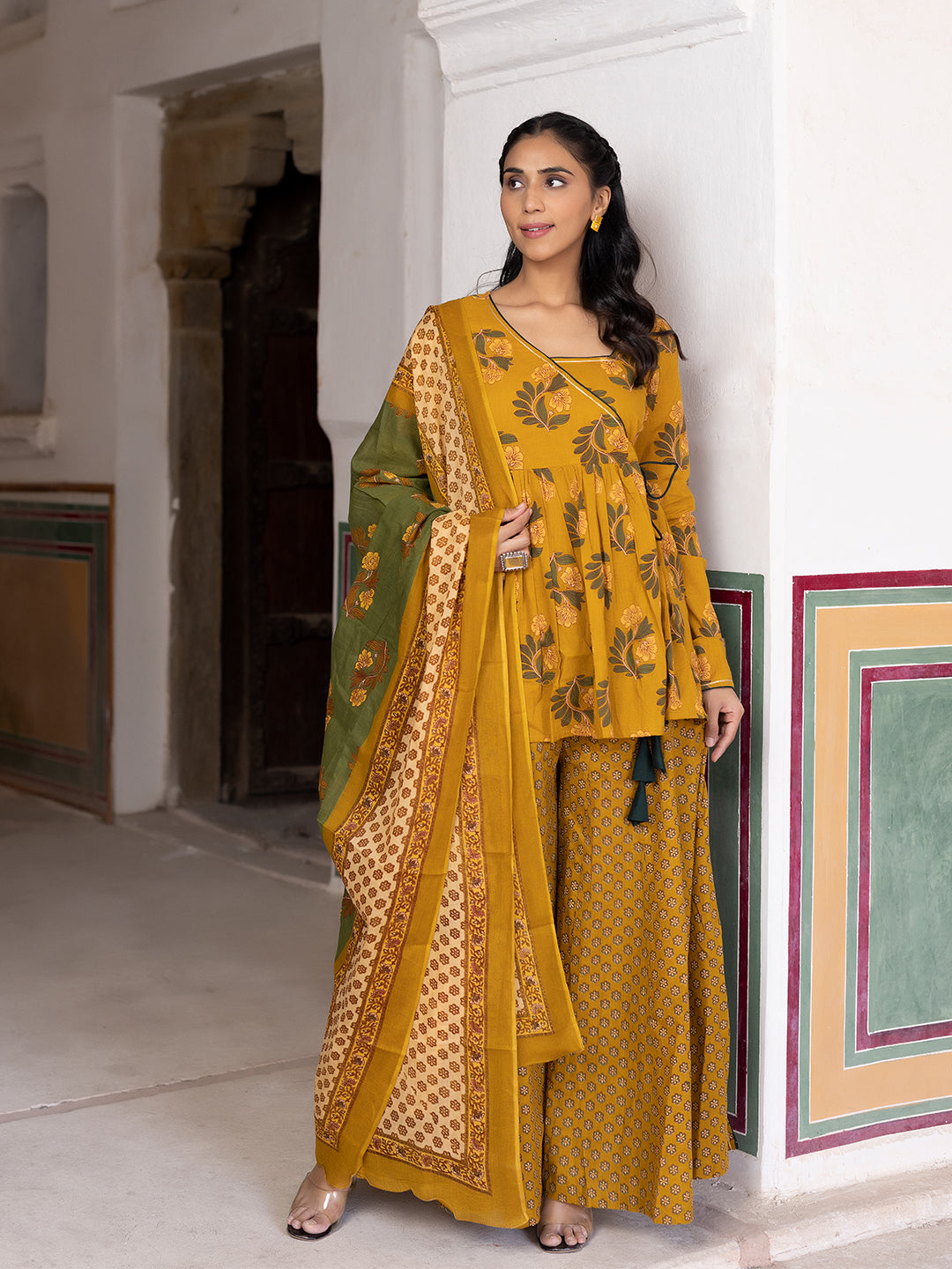 Kumquat Mustard Cotton Sharara Set