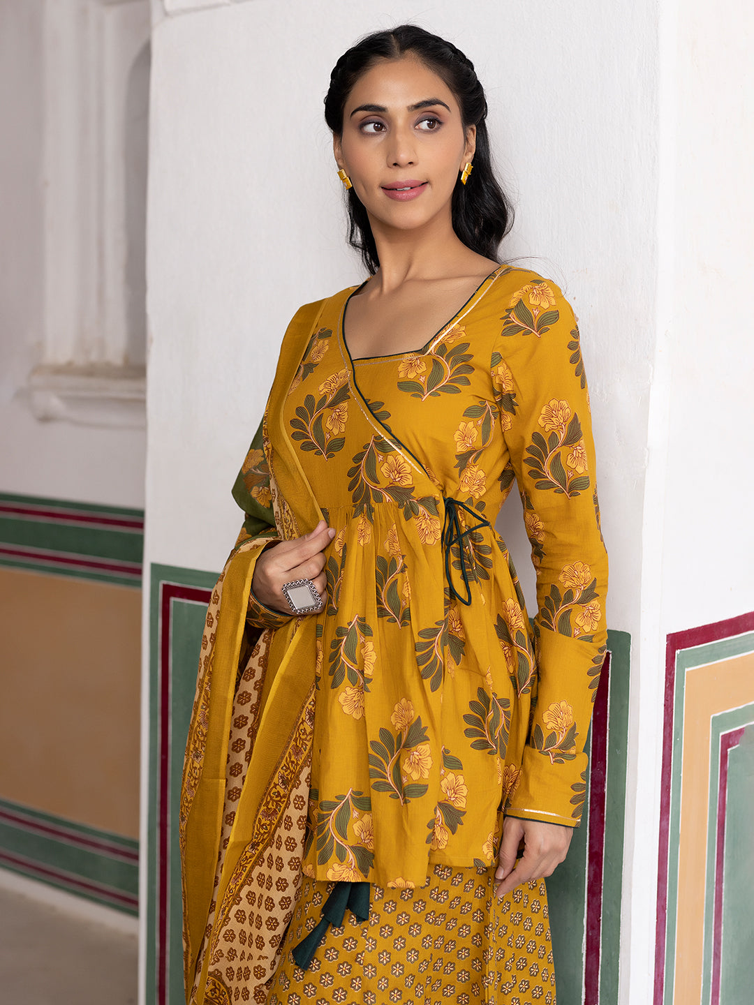 Kumquat Mustard Cotton Sharara Set