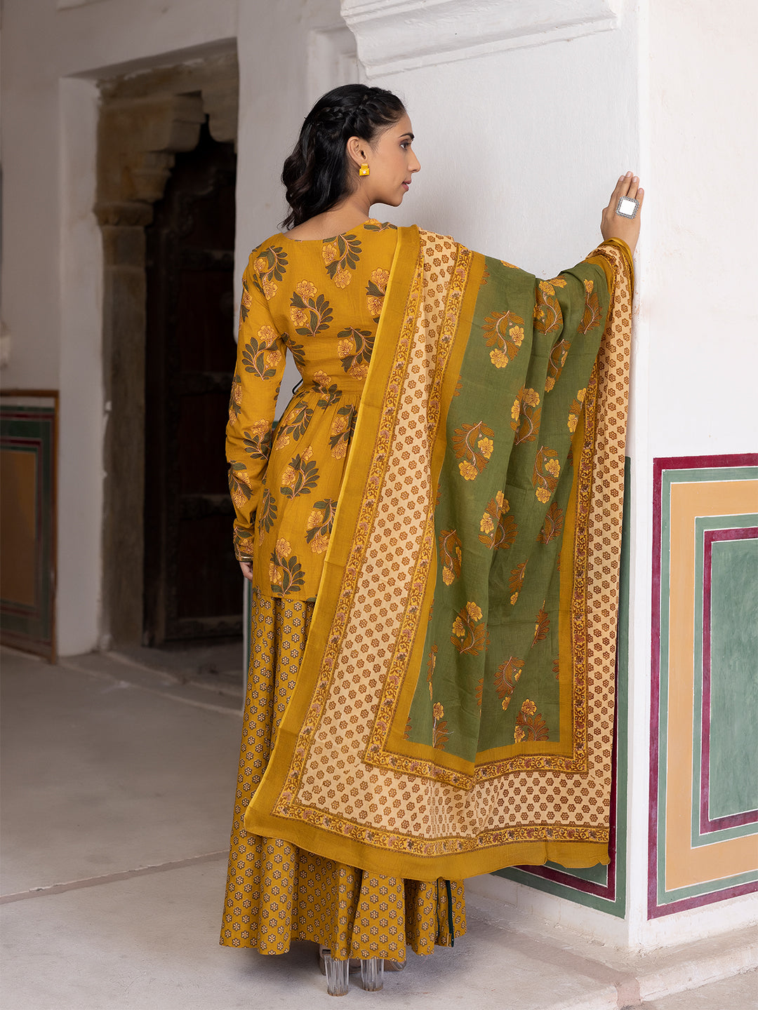 Kumquat Mustard Cotton Sharara Set