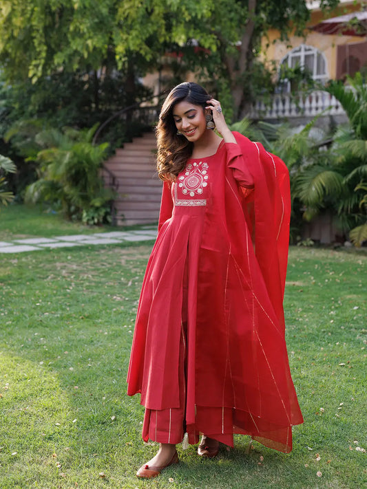 Lava Falls Red Kurta Set Ragavi