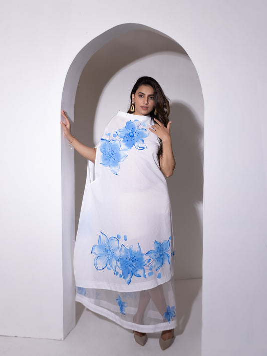 Lucent White Brush Paint Dress