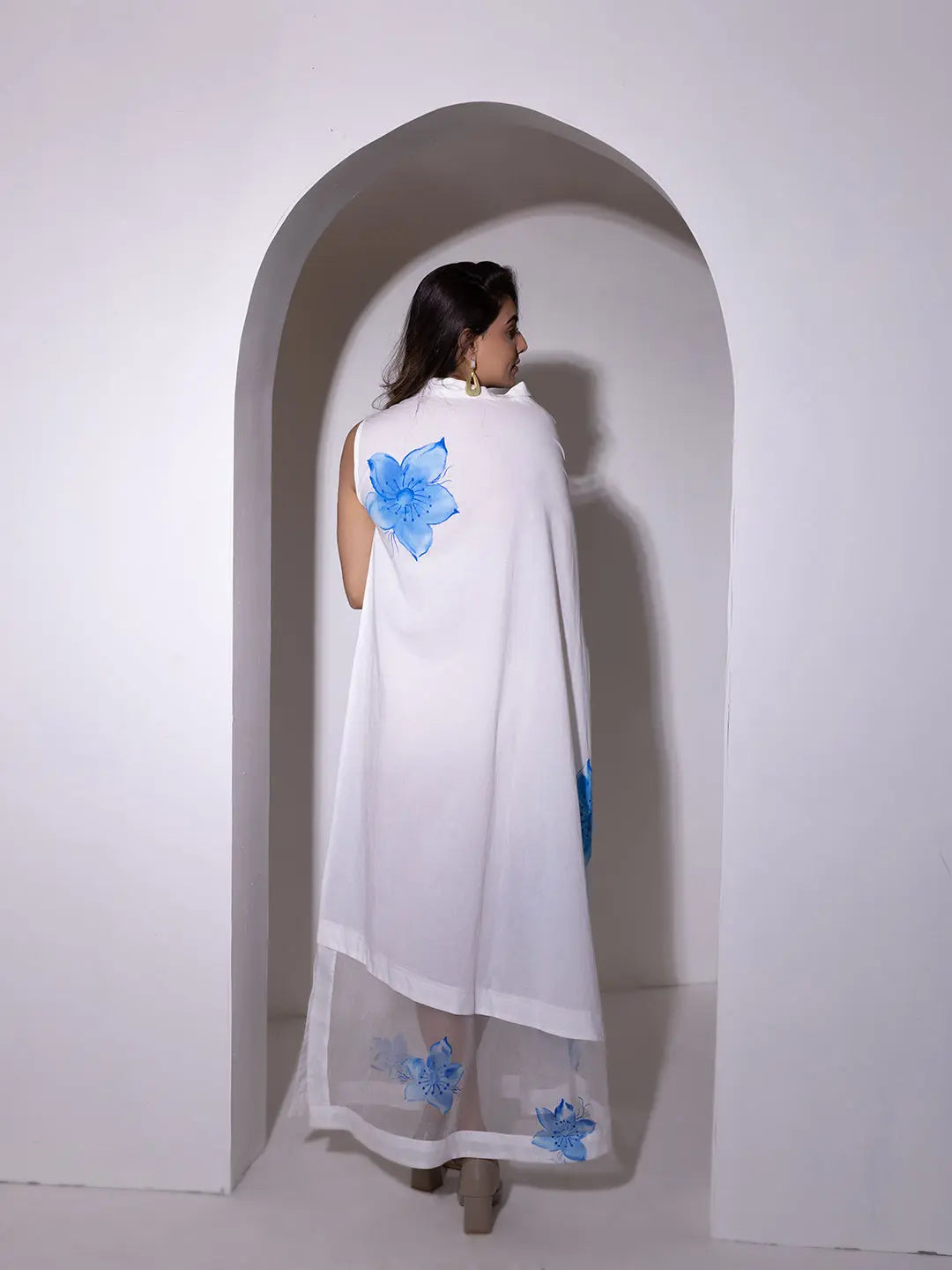 Lucent White Brush Paint Dress Ragavi