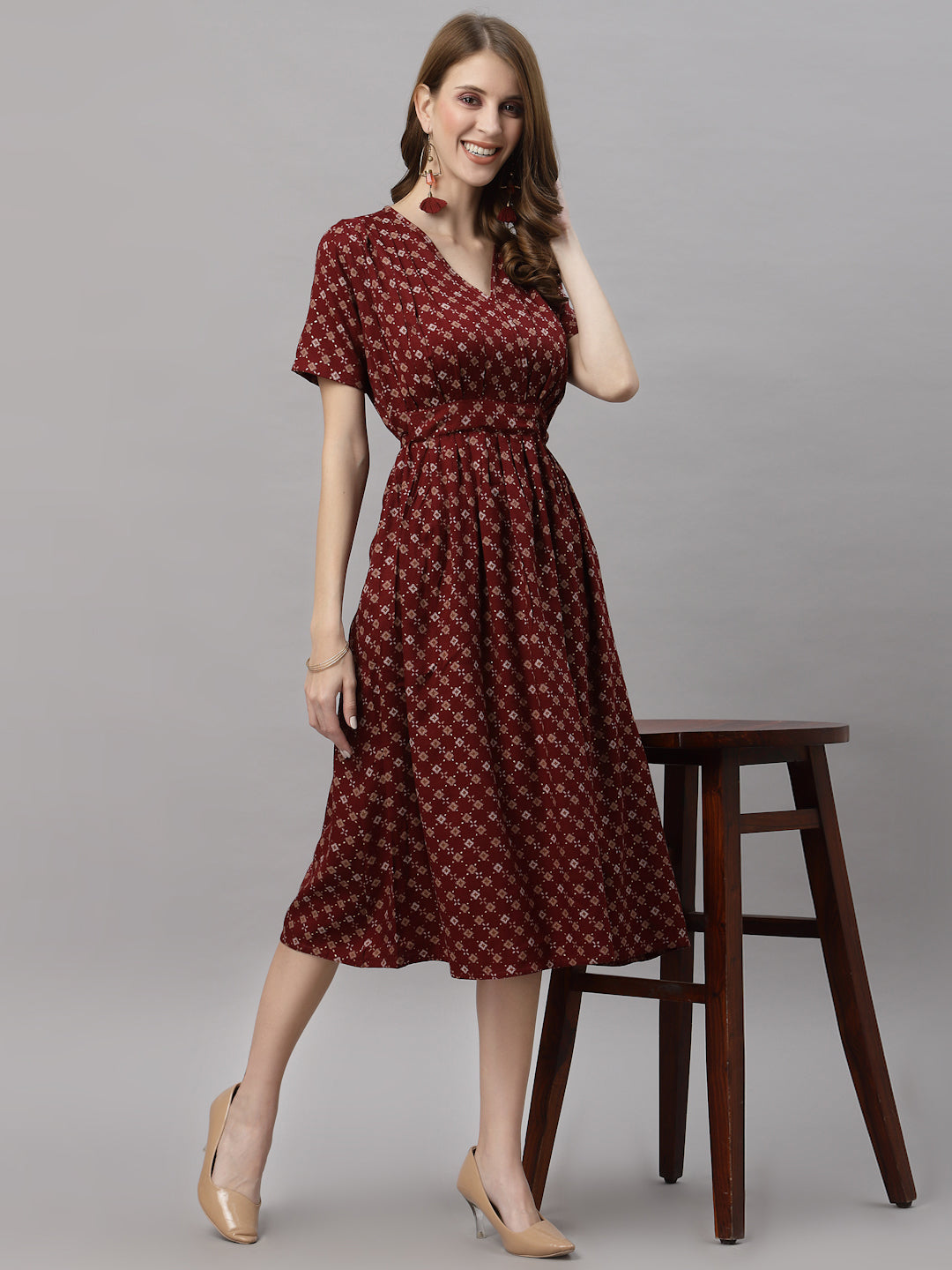 Marie Maroon Dress