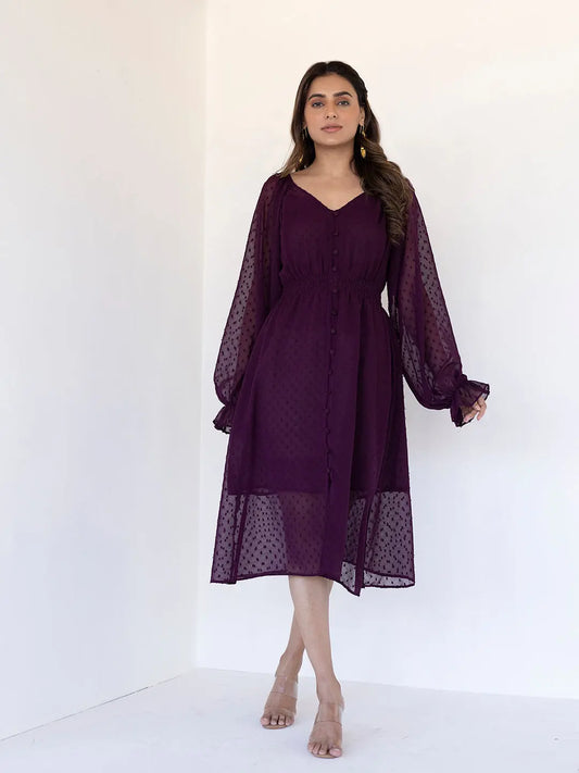Mauve Wine Midi Dress Ragavi