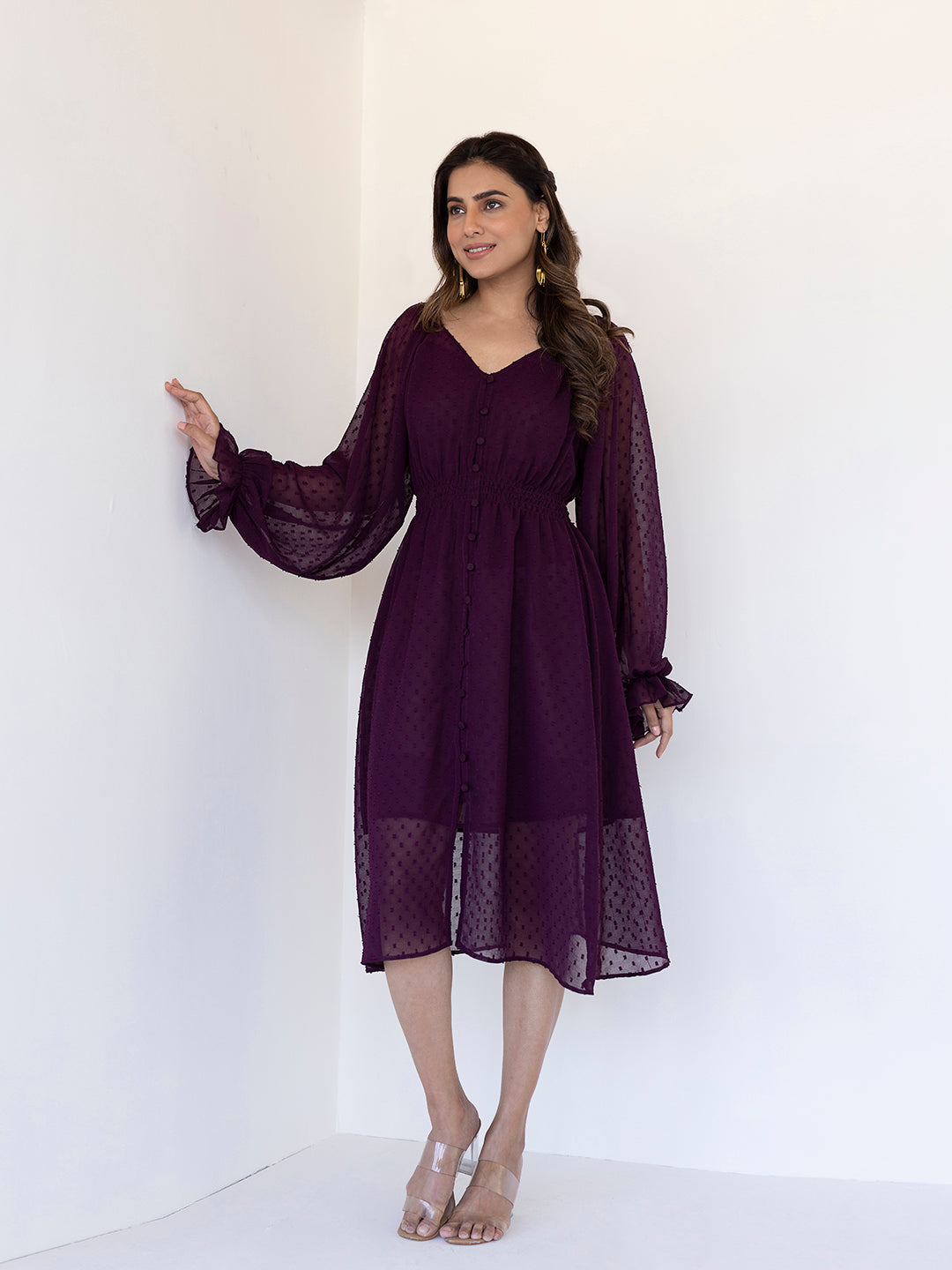 Mauve Wine Midi Dress