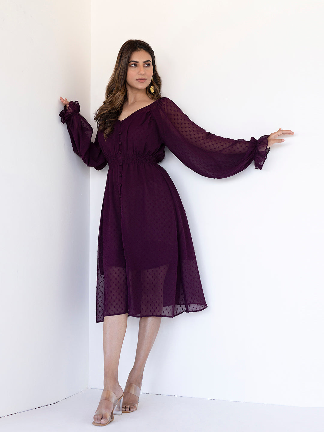 Mauve Wine Midi Dress