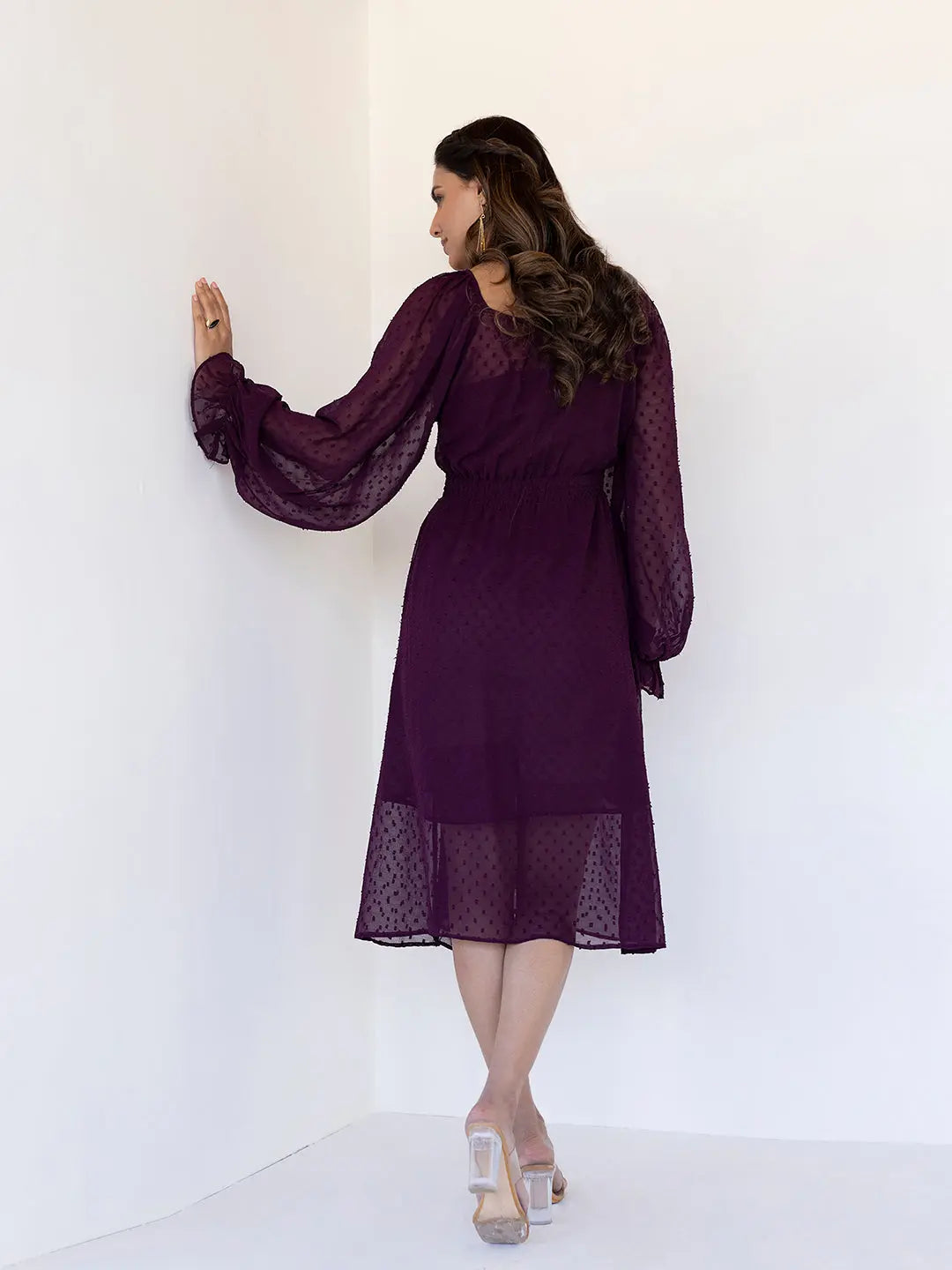 Mauve Wine Midi Dress Ragavi