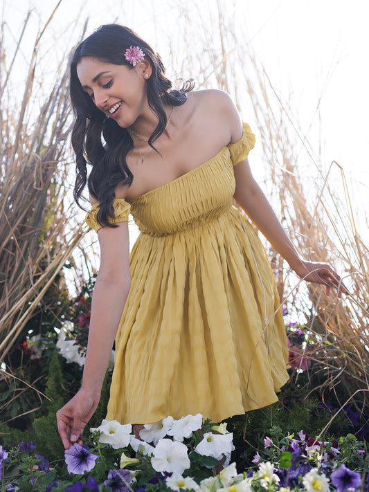 Misted Yellow Mini Dress