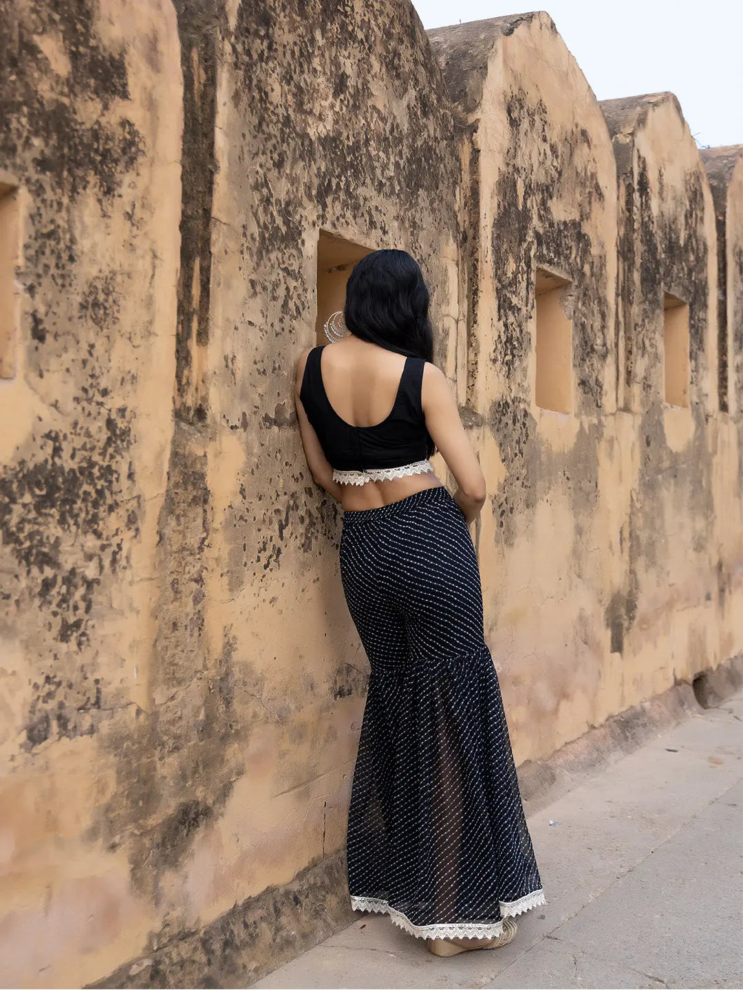 Nihira Black Leheriya Sharara Set Ragavi