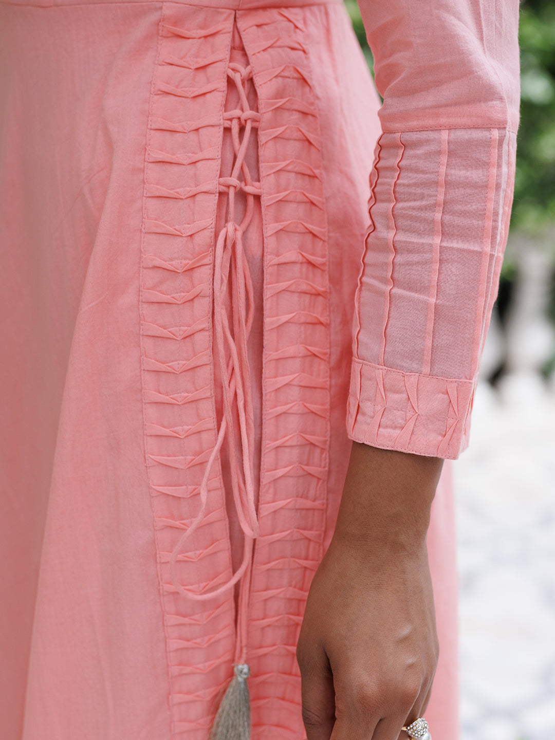 Peaches Solid Cotton Umbrella Kurta Set