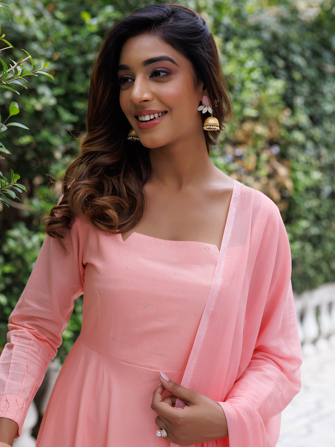 Peaches Solid Cotton Umbrella Kurta Set