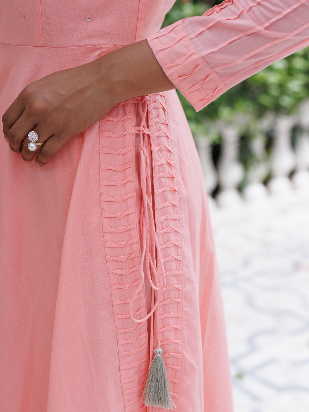 Peaches Solid Cotton Umbrella Kurta Set