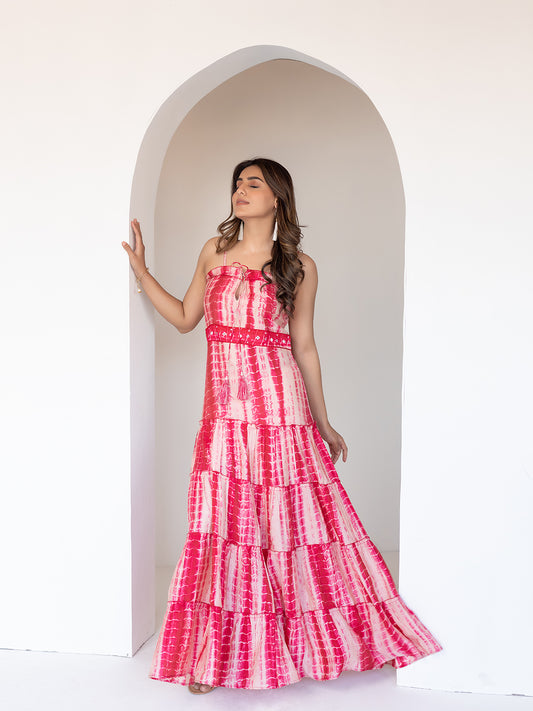 Pink Shibori Maxi Dress