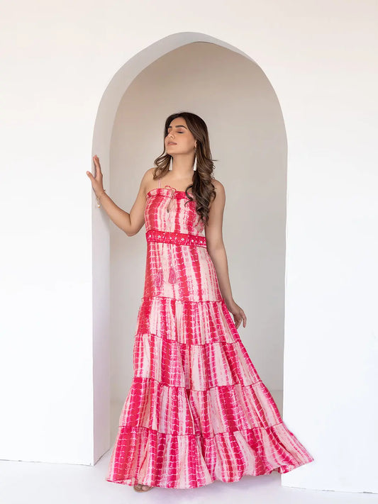 Pink Shibori Maxi Dress Ragavi