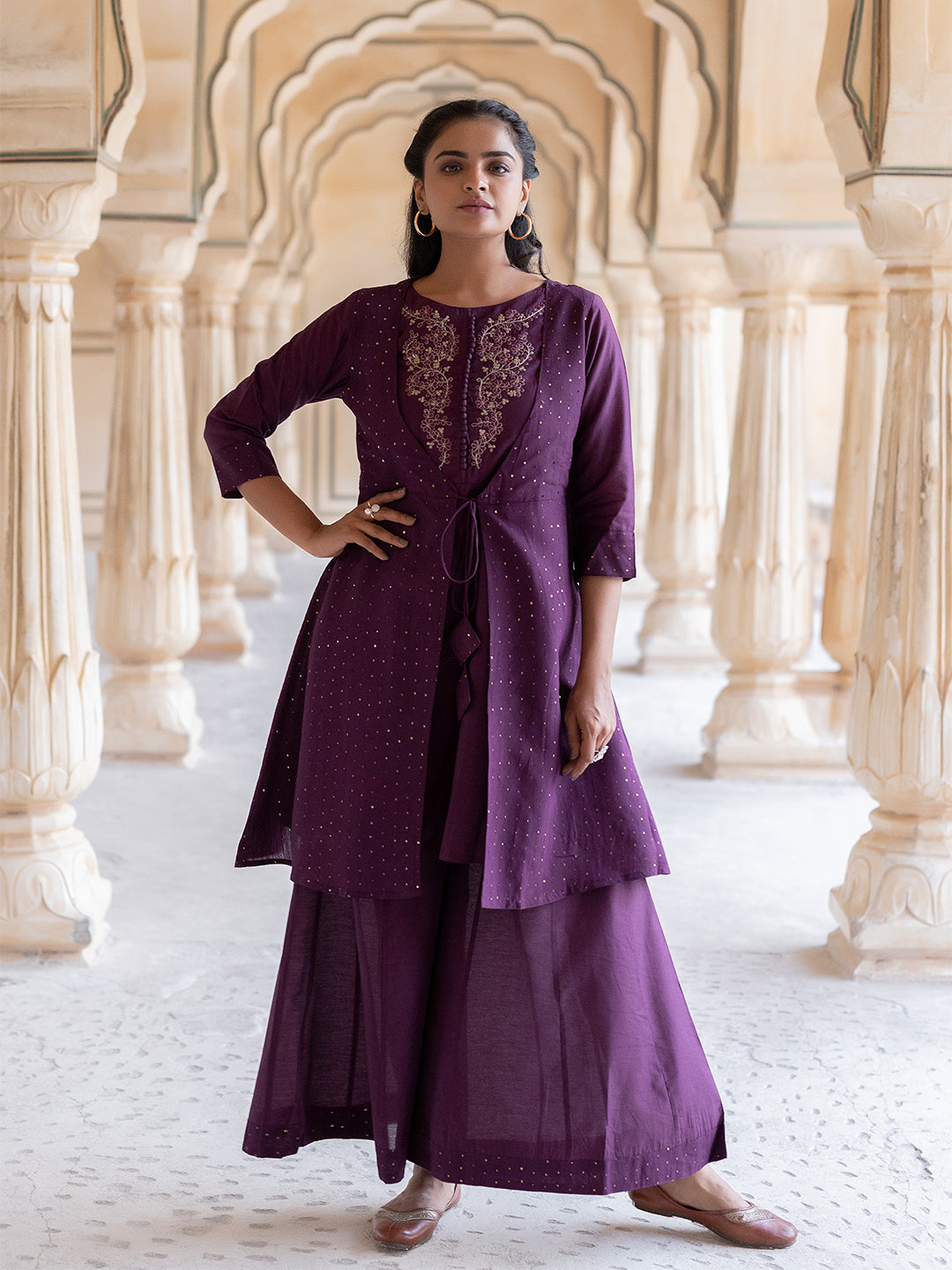 Plum Caspia Purple Sharara Set