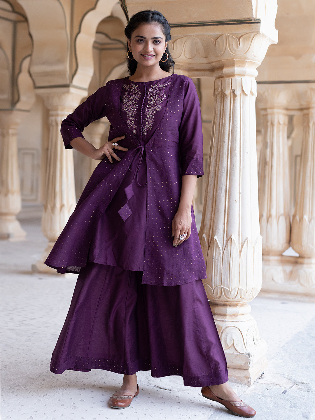 Plum Caspia Purple Sharara Set