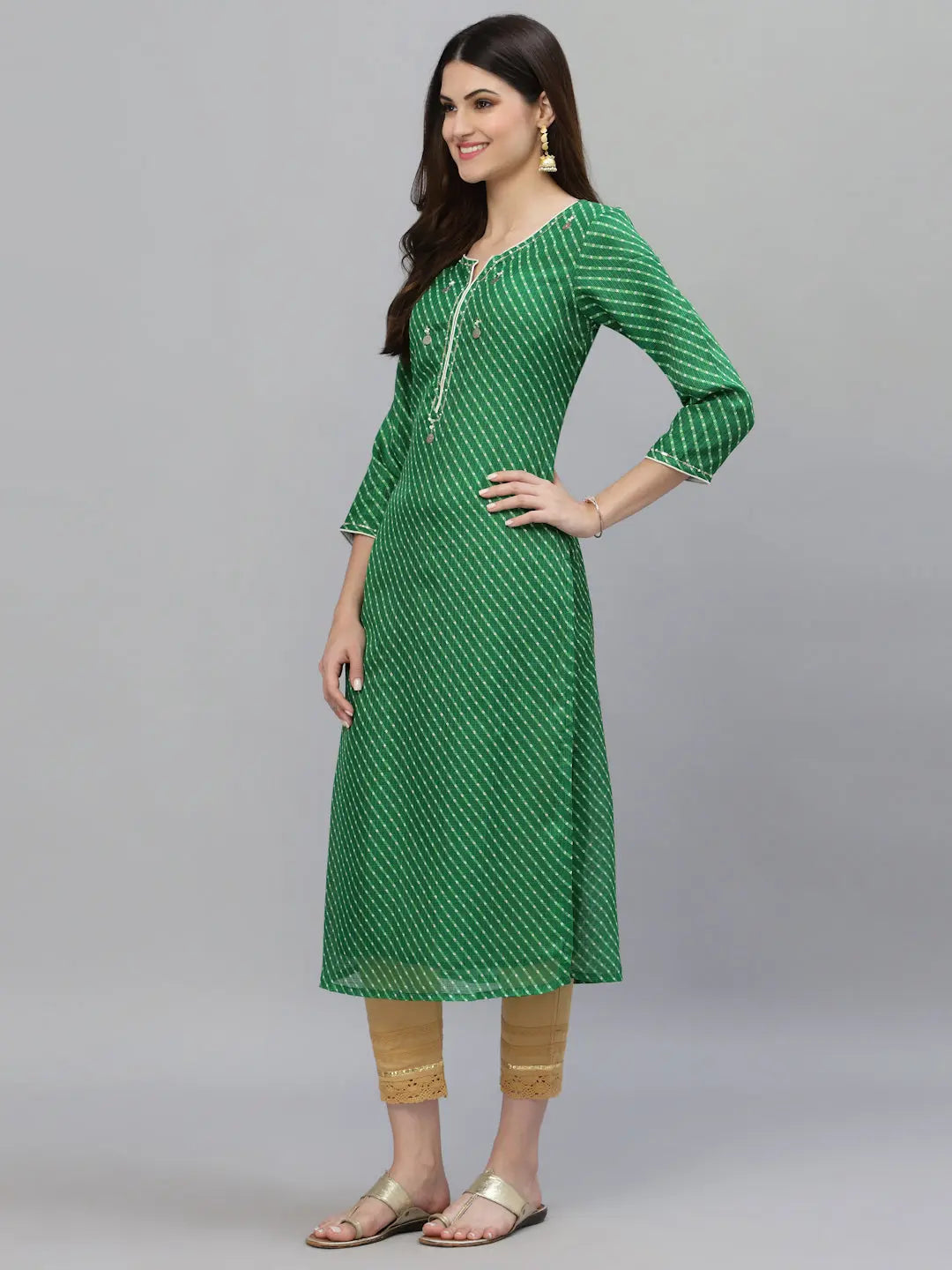 Pri Green Leheriya Kurta Ragavi