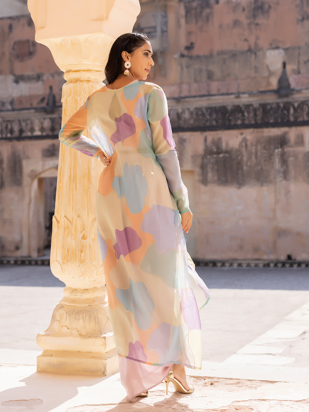 Primrose Pink Top Tulip Skirt with Shrug