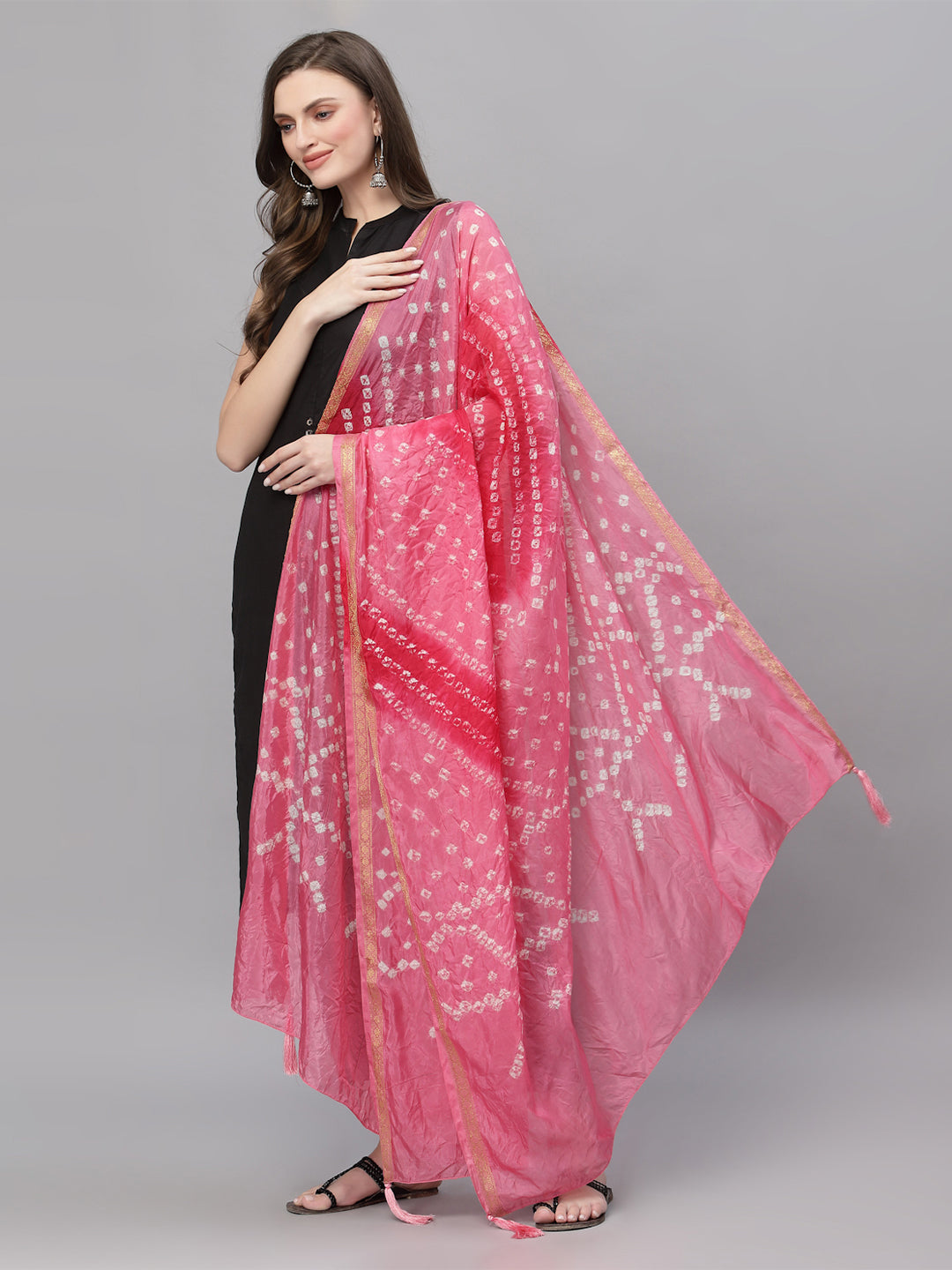 Ragavi Baby Pink Bandhej Dupatta