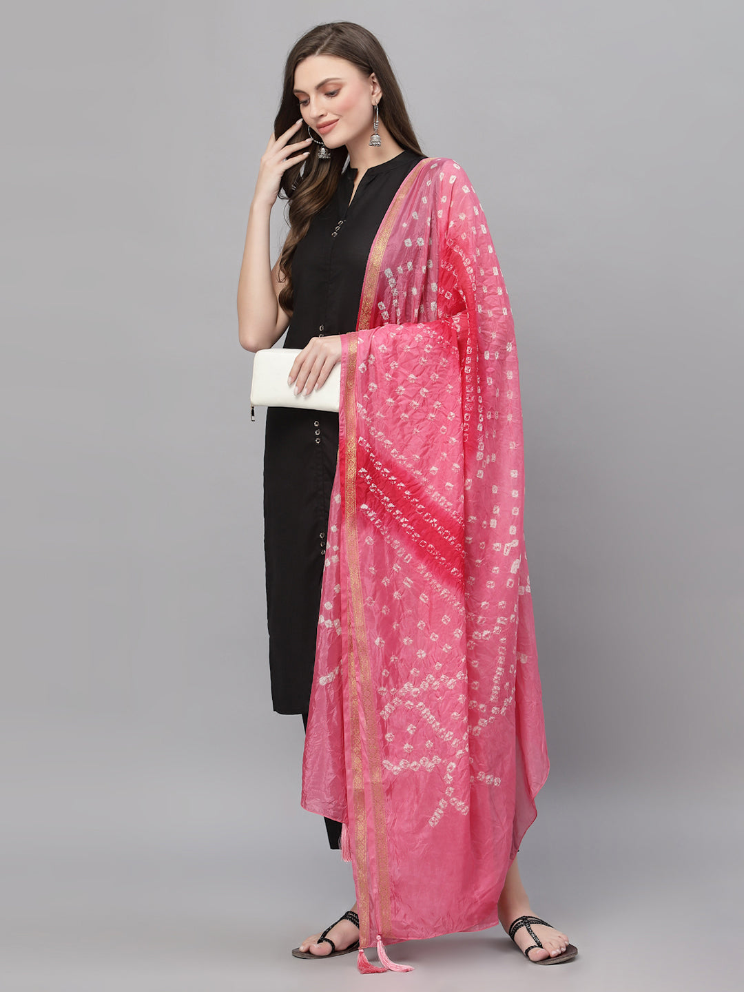 Ragavi Baby Pink Bandhej Dupatta