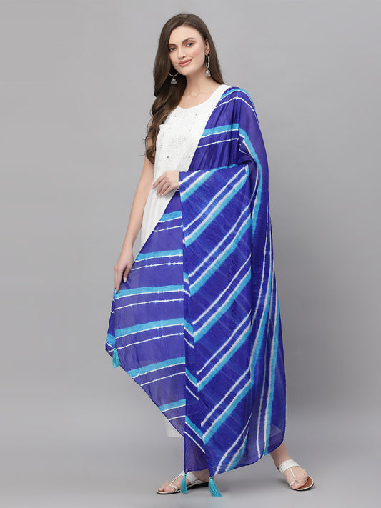 Ragavi Blue Leheriya Dupatta