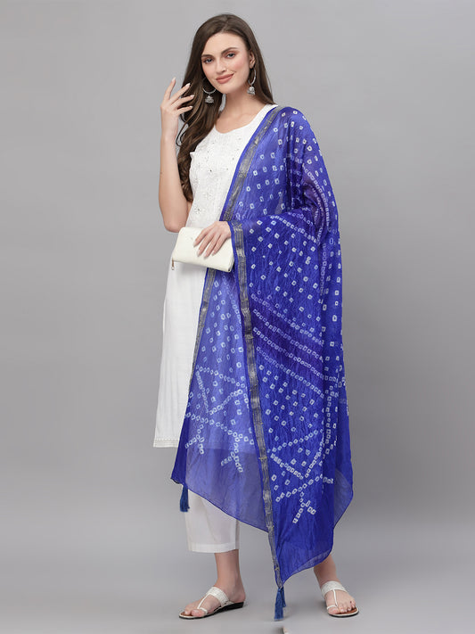 Ragavi Blue Purple Bandhej Dupatta