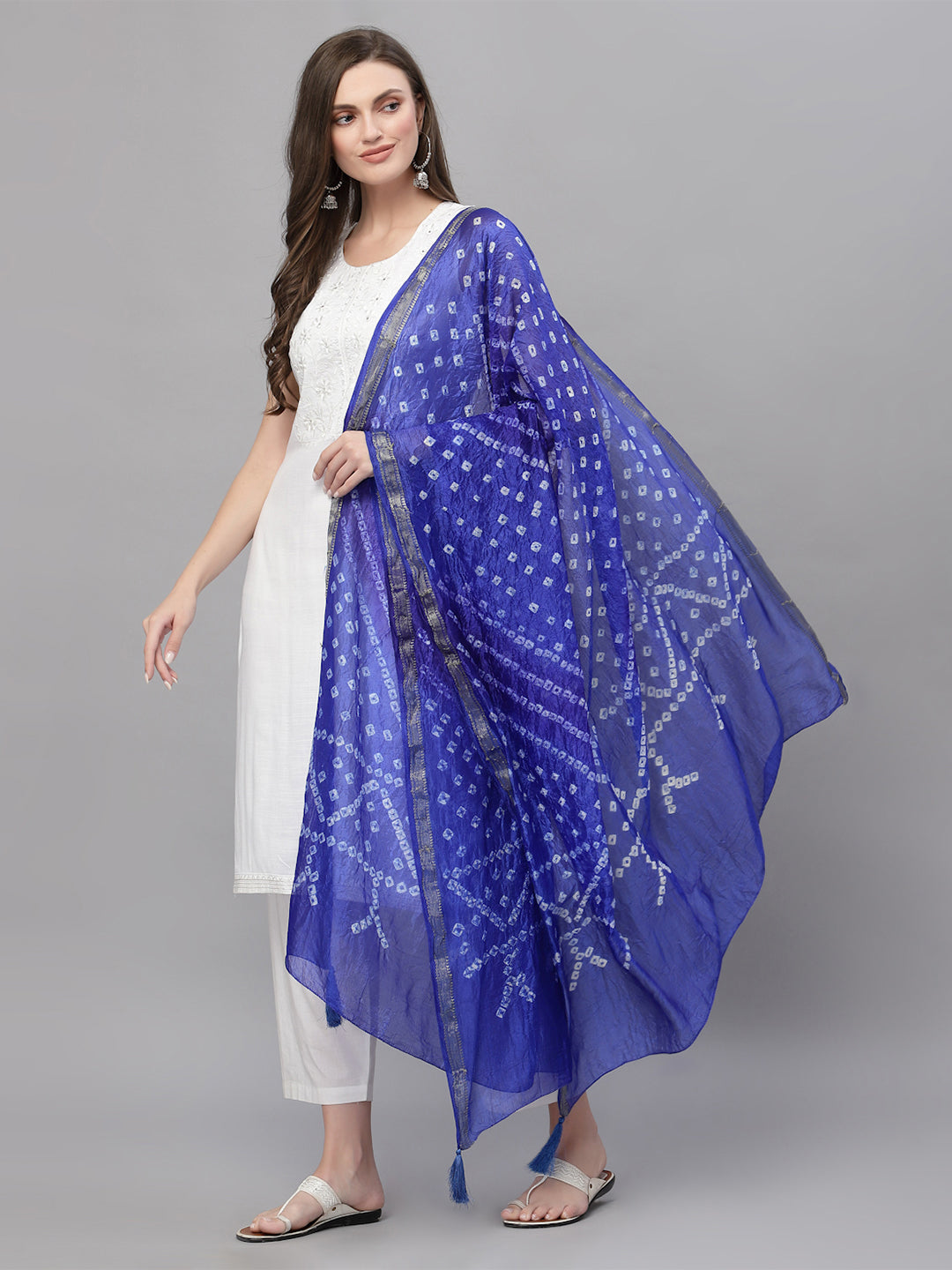 Ragavi Blue Purple Bandhej Dupatta