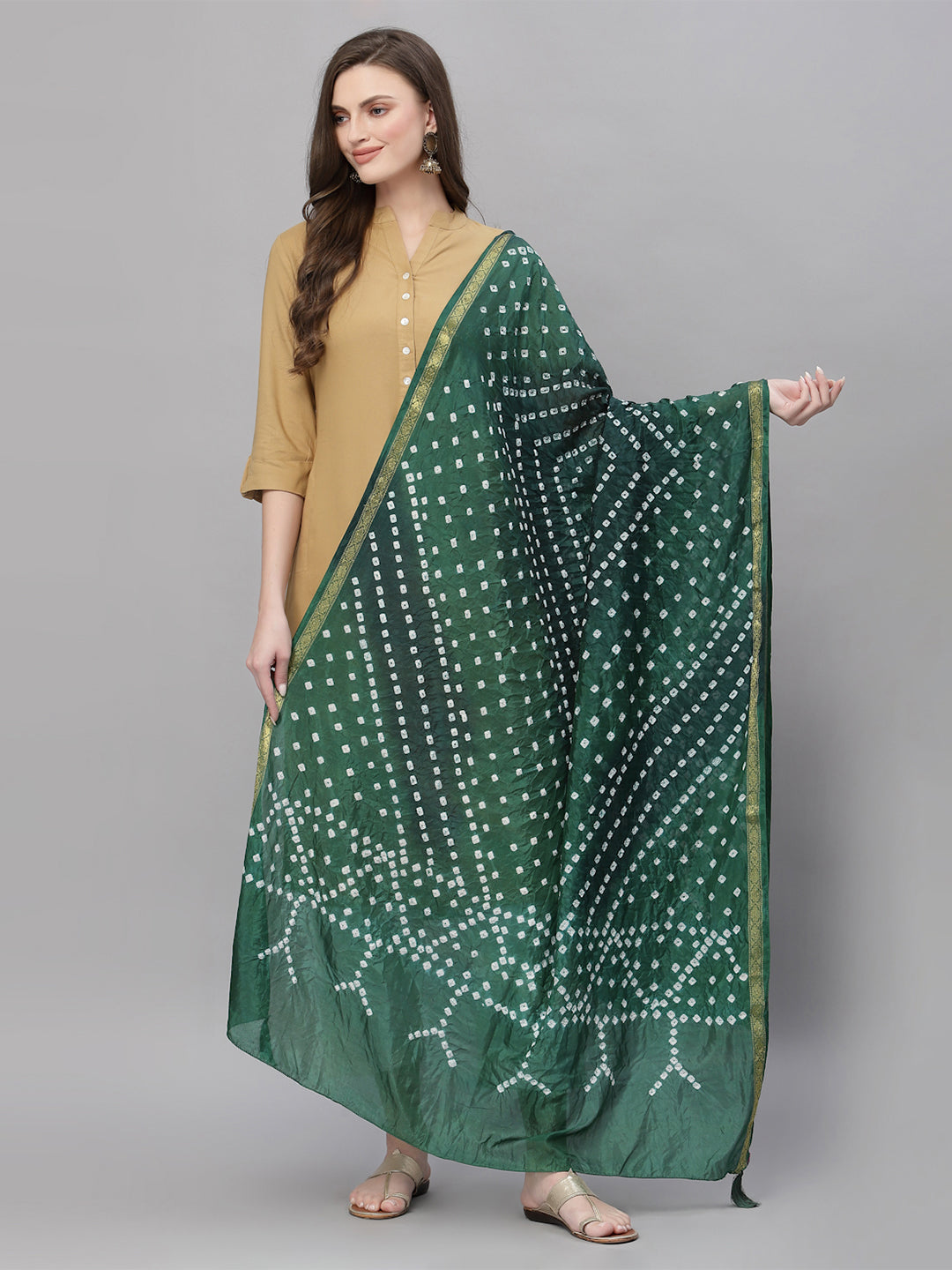 Ragavi Green Bandhej Dupatta
