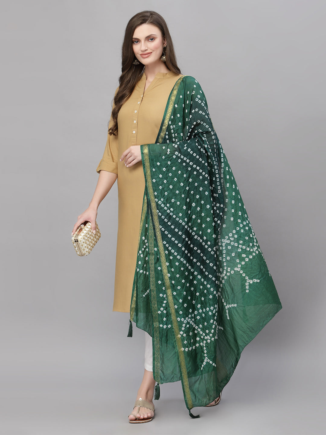 Ragavi Green Bandhej Dupatta