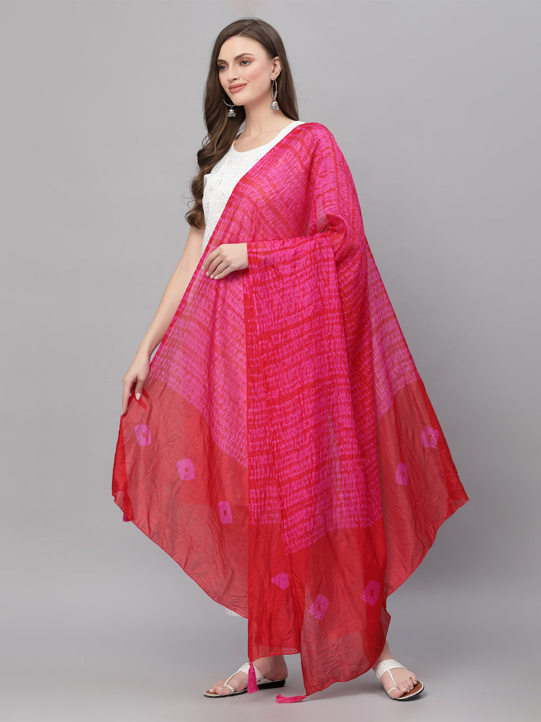 Ragavi Pink Bandhej Dupatta