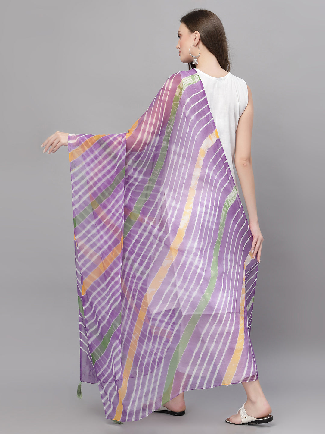 Ragavi Purple Multicolour Leheriya Dupatta