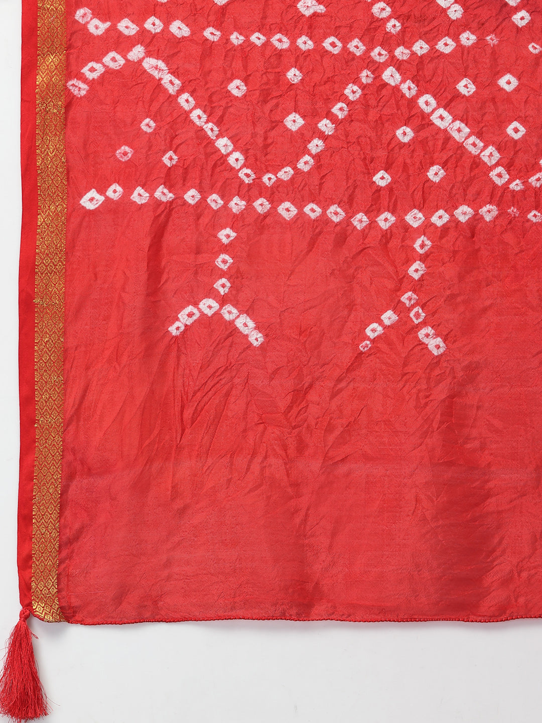 Ragavi Red Zari Bandhej Dupatta