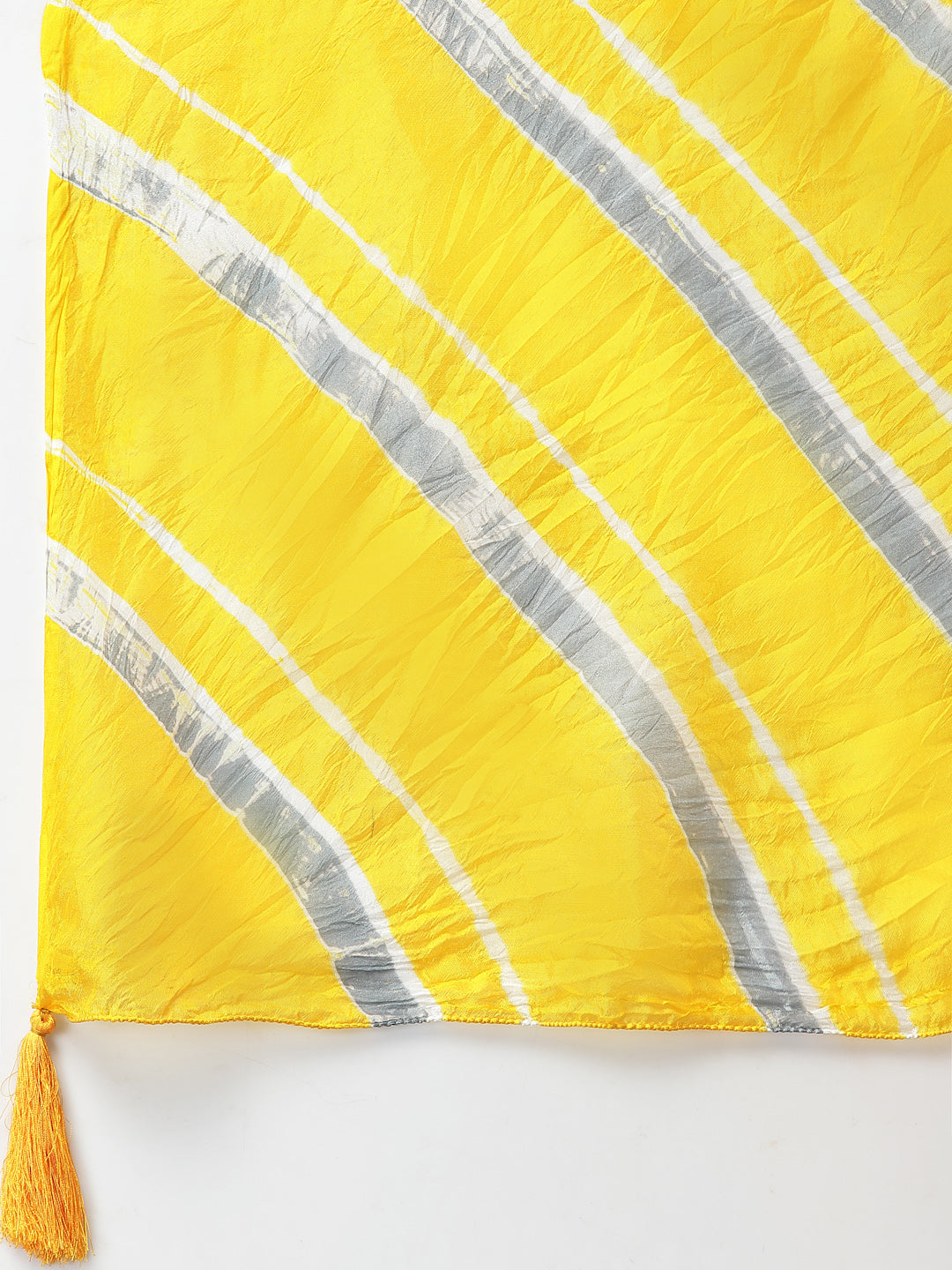 Ragavi Yellow Grey Leheriya Dupatta
