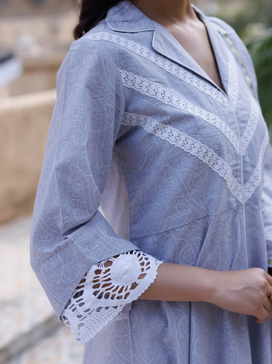 Raindrops Grey Kurta Set Ragavi