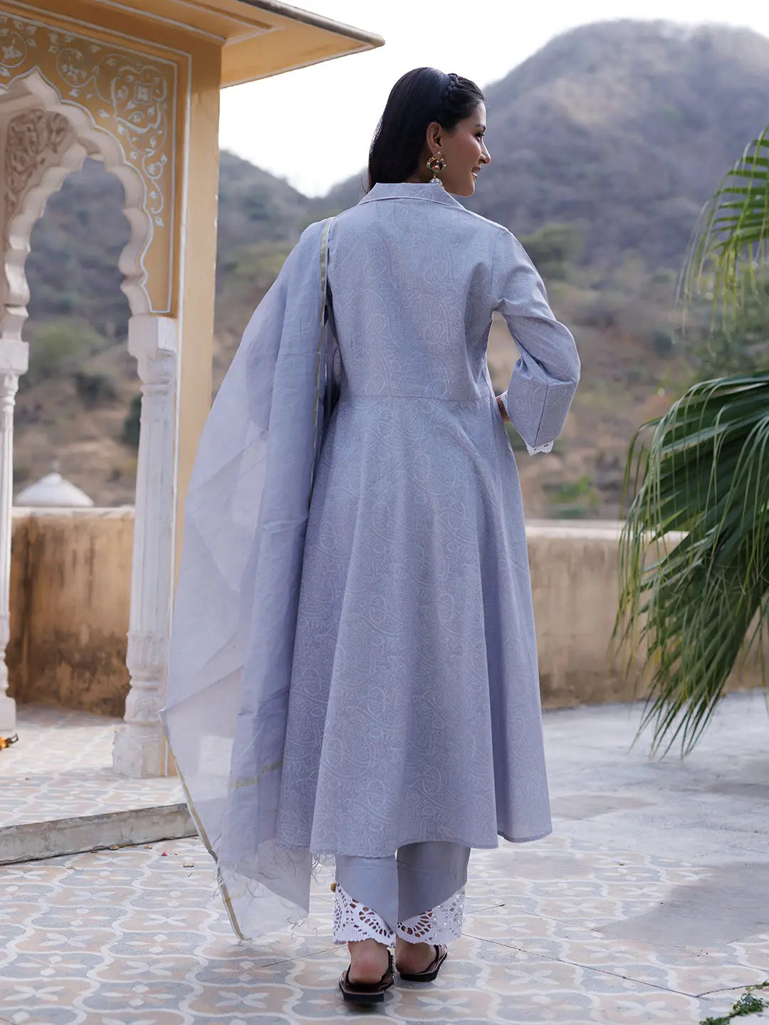 Raindrops Grey Kurta Set Ragavi