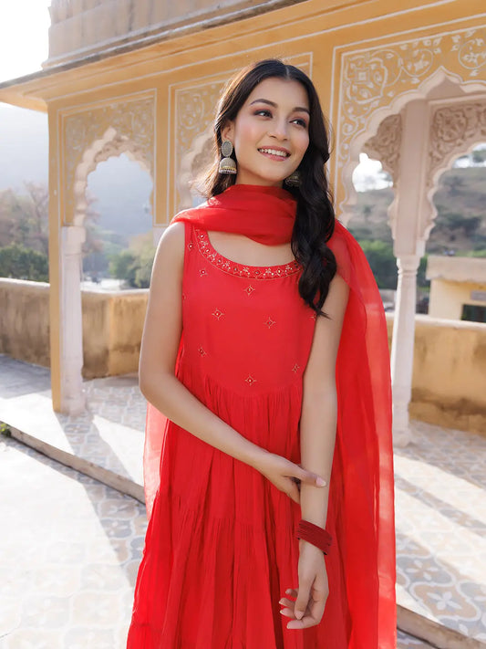 Rococco Red Kurta Set Ragavi
