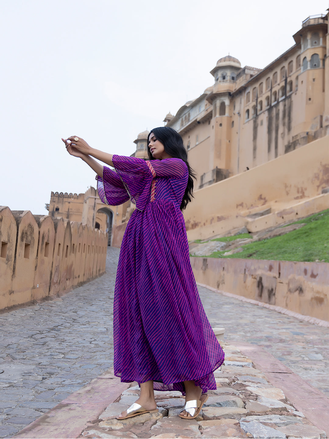 Sanvi Purple Leheriya Kurta