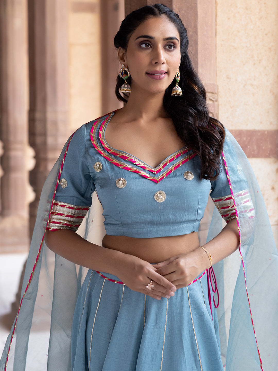 Sea Angel Sky-Blue Lehenga Set