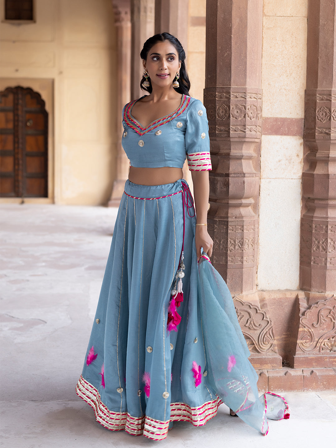 Sea Angel Sky-Blue Lehenga Set