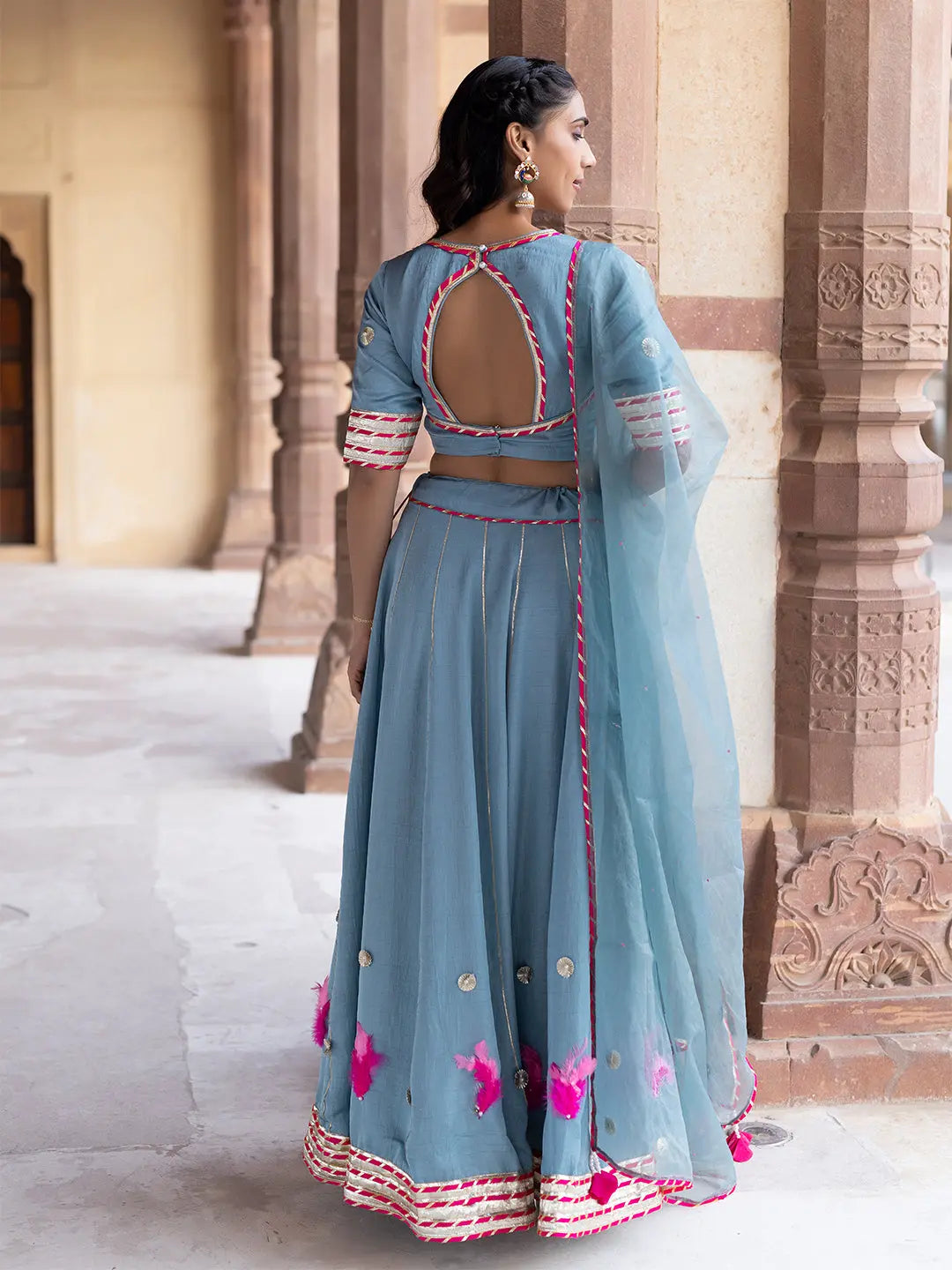 Sea Angel Sky-Blue Lehenga Set Ragavi