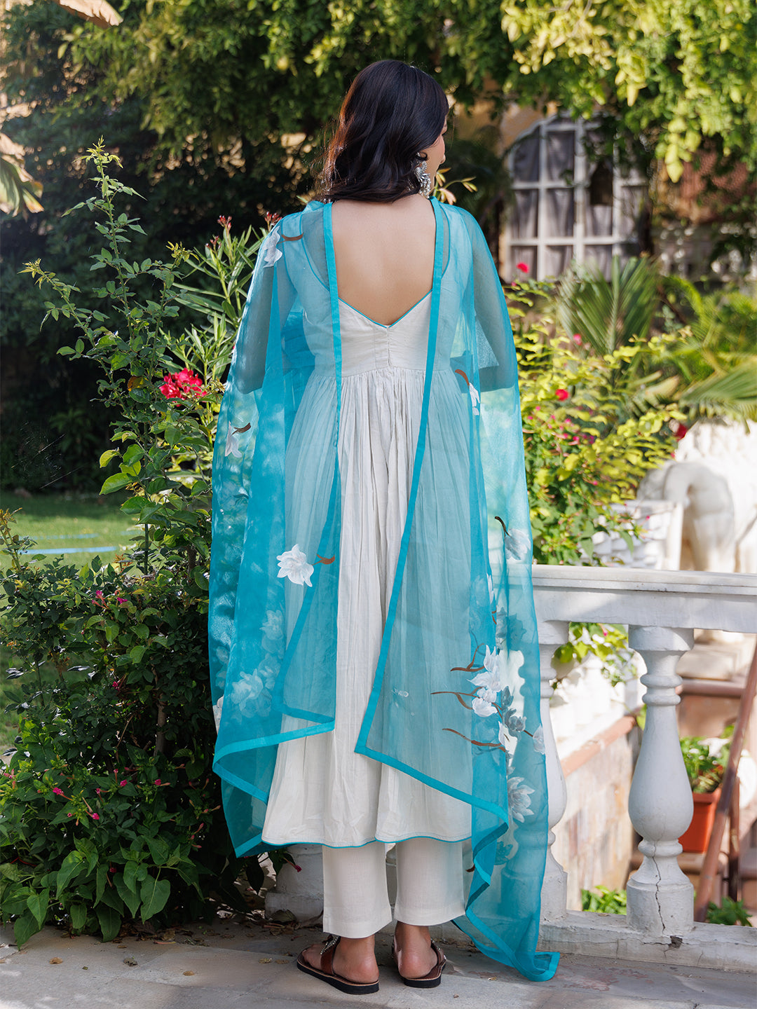 Silver Birch Solid Cotton Gathered Kurta Set