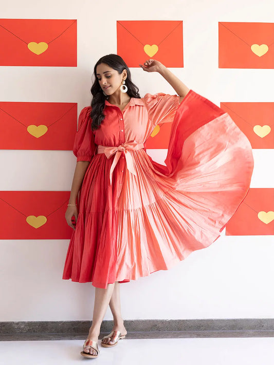Sun Kissed Coral Midi Dress Ragavi
