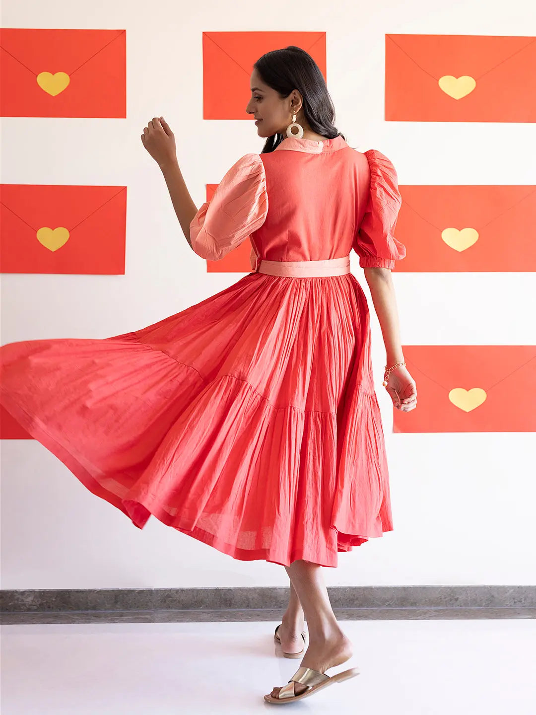 Sun Kissed Coral Midi Dress Ragavi